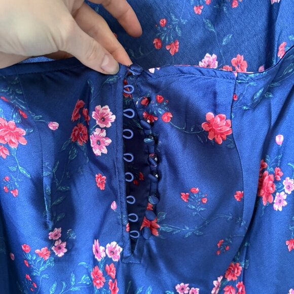 Free People Butterfly Babe Midi Dress NWT Navy Combo Size XL - Picture 13 of 15